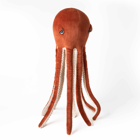 The Velvet Octopus Stuffed Animal Plushie Red Big by BigStuffed