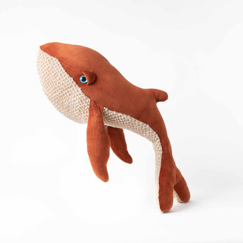 The Velvet Whale Stuffed Animal Plushie Red Big by BigStuffed