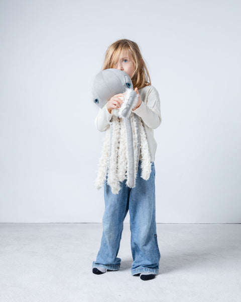 The Octopus Stuffed Animal Plushie Silver Small by BigStuffed