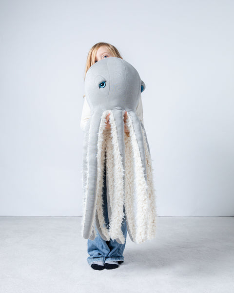 The Octopus Stuffed Animal Plushie Silver Big by BigStuffed