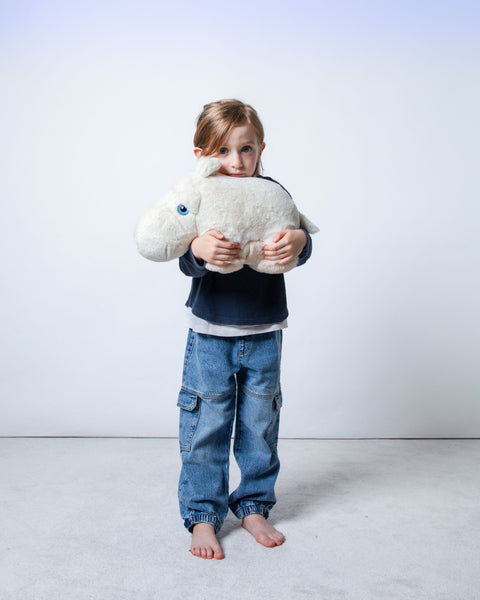 The Hippo Stuffed Animal Plushie Beige fur Small by BigStuffed